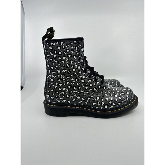 Dr. Martens 1460 Loud Leopard Gun Metal 27652 Women's Size 7 EU 38 Gray - Picture 2 of 5